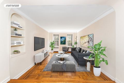 10% down financing allowed. 585 West 214th Street is a park front tree-lined street in the heart of Inwood. It is the prewar details of this 2BR/1BA that cultivate a charming space: Sunken living room, wood inlays, arches, crown molding & original pa...