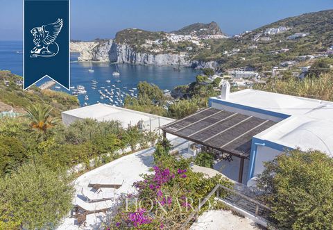 On the picturesque island of Ponza, a crescent cradled by the waters of the Tyrrhenian Sea off the Gulf of Gaeta, this charming villa with a swimming pool is for sale. The estate is composed of three buildings, offering a large space of 233 square me...