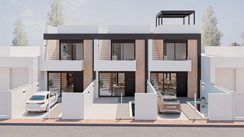 3 slaapkamer townhouse te koop in San Pedro del Pinatar~~Luxe herenhuizen aan de Middellandse Zee en de Mar Menor~Ontdek dit nieuwe project in San Pedro del Pinatar, Murcia, op een toplocatie omringd door essentiële voorzieningen, sportfaciliteiten, ...