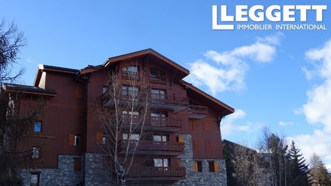 A34174DC73 - An excellent 1 double bedroom plus 1 bunk bedroom ski apartment for sale in the popular Chalets de Montalbert development in Montalbert, La Plagne, Paradiski—a ski in and out location under normal snow conditions. The apartment has a cav...