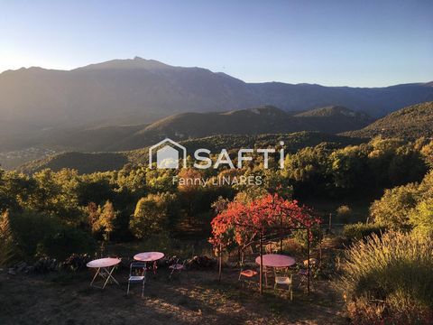 Produit très rare : je vous propose ce très bel ensemble immobilier en pleine nature composé de 5 maisons en pierre, bénéficiant d'une superbe vue sur le pic du Canigo, le tout sur un terrain de 2 ha au calme mais proche des commodités (la sous-préfe...