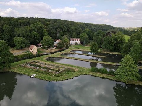 Eure-et-Loir, the Perche natural regional park, 150 km from Paris, in pretty valley near Nogent Le Rotrou. Beautiful estate comprising charming mansion (old water mill) set in 8 ha grounds with several ponds, long stretch of river, woodland and meado...