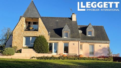 A14401 - Exceptional location for this large family home with amazing views over its own 5 acres and the Breton countryside beyond. Built in 1978 to a high specification, the house has many outstanding features, granite fireplace and niches and oak f...