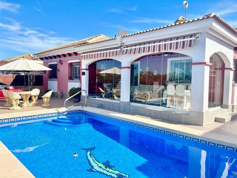 Stunning 3 bedroom Villa with large private pool and offroad parking for sale in the heart of La Herrada in Los Montesinos Costa Blanca. This Beautiful villa is situated in a private street, over looking the lemon groves. Entrance is via the Electric...