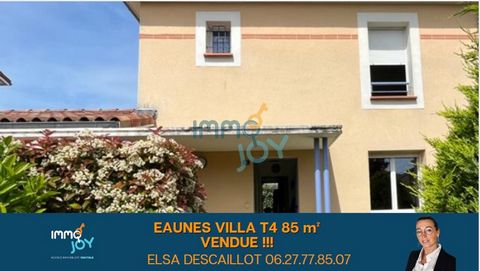 ELSA ... In the town of EAUNES - Ideally located in the city center, for sale nice villa type 4 with garage on a plot of 251m2. On the ground floor, the entrance serves the living room and the independent and equipped kitchen as well as a toilet. Ups...