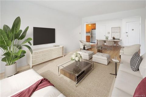 Move right into Residence 5F at Bainbridge House, a spacious and sun-flooded one-bedroom. This corner home features an open layout with double exposures, filling the space with natural light throughout the day. The generously sized living space and b...