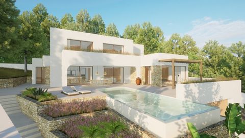 Moderne luxe villa te koop in Moraira De woning bestaat uit drie verdiepingen met vier slaapkamers vier badkamers twee toiletten open keuken naar de wooneetkamer en overloopzwembad met privétuinnbsp De verdiepingen zijn als volgt verdeeldnbspKelderve...