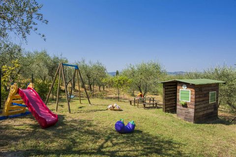 Lounge in this farmhouse in Castelfiorentino, to keep you refreshed and sane. It comes with a shared swimming pool surrounded by a garden and a splendid Chianti hills. With 2 bedrooms, 2 living rooms and 2 kitchens, this home can comfortably host 8 p...