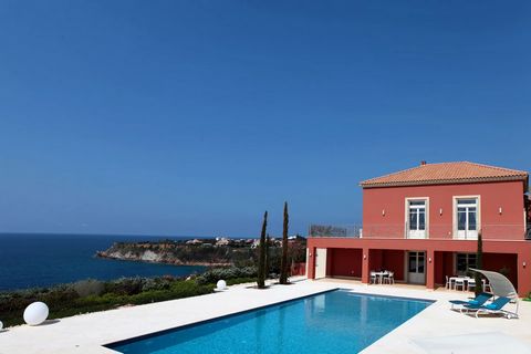 Located in Svoronata. KEY FACTS: Villa size: 500m2 Land size: 42,000m2 Number of bedrooms: 5 Number of bathrooms: 5 KEY FEATURES: Pool (110m2) Outdoor shower Pool (indoor shower & toilets) Pool bar Sauna Fireplace Cellar BBQ Entertainment Jogging pat...
