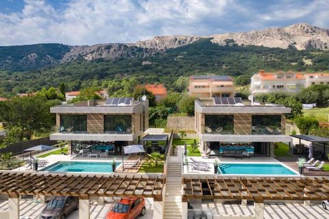 One of he two modern urban villa pin loft style with swimming pool in Baska on Krk! Total floorspace is 280 sq.m. Land plot is 672 sq.m. Beautiful urban designer villa fully and luxuriously equipped with all the details that will meet the highest sta...