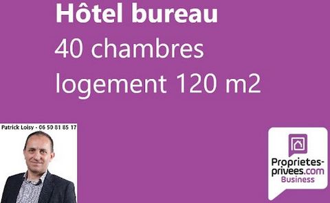 Patrick LOISY vous propose à la vente cet hôtel bureau situé à Nevers. Cet établissement ayant su fidéliser sa clientèle, dispose d'une salle de 60 places, d'un accueil de 100 m² avec espace bar et terrasse. L'hôtel dispose de 40 chambres et d'une ca...