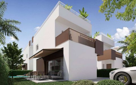 Villas for sale in El Pinet, Elche, Costa BlancaA private residential complex made up of 12 houses with private pools, each consisting of 3 bedrooms. All homes will have parking space within their plot and impressive views of the sea and the bay of S...