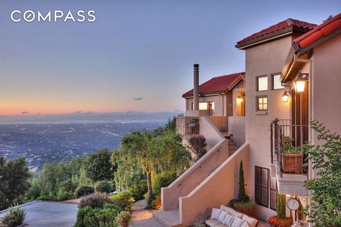 Unobstructed San Francisco Bay views from this beautiful 5,255 sf Mediterranean estate on 5.07+/- picturesque acres in the Saratoga Hills. This home has been extensively remodeled and is a true masterpiece boasting beautiful architectural design and ...