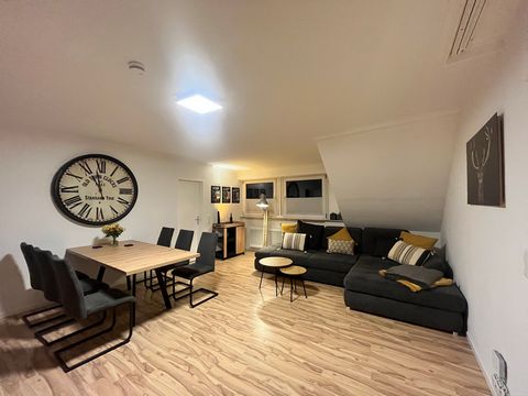 This is the place to live! This spacious, bright and modern apartment offers almost 94 square meters of space for up to 6 people. You will find your own parking space right outside the front door. The apartment is completely newly furnished. The two ...