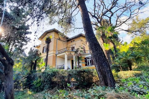 Opatija, autochthonous Austro-Hungarian villa surface area 538 m2 for sale, surrounded by beautiful park of 2,377 m2 and sea view. The villa consists of basement, ground floor, first floor and attic with two separate residential units. The first apar...
