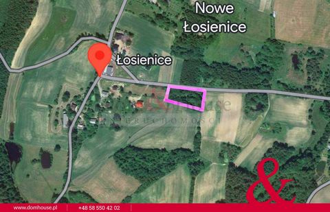 A plot of land for sale in Łosienice with a pond, with the possibility of single-family housing (when submitting an application with a design of the house and leaving the property). The plot is located on an asphalt road. 1.1 R (approx. 1709 m2, 81.4...