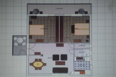 Het vakantieappartement van 65 m² is ingericht voor 2-4 personen. Het beschikt over 2 grote slaapkamers met balkon en kluisje, douche, toilet, ruime woonkamer met SmartTV, zit- en eethoek, keuken en terras. De keuken is van alle gemakken voorzien: bo...