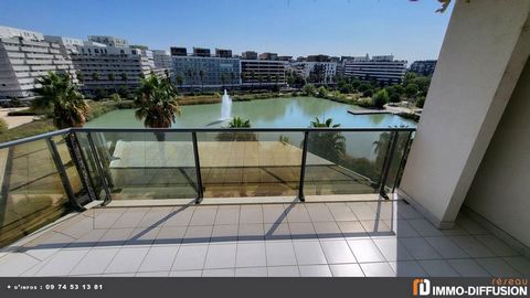 Fiche N°Id-LGB164169: Montpellier, Port Marianne sector / bassin ja, 4 Rooms of about 96 m2 including 4 room(s) including 3 bedroom(s) + Terrace of 20 m2 - View: Jacques coeur basin - Construction 2000 Residence - Ancillary equipment: terrace - loggi...