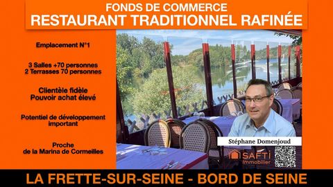 Restaurant avec un fort potentiel de développement, idéalement situé près des berges de la Seine, dans le secteur recherché de La Frette-sur-Seine. Ce restaurant traditionnel raffiné bénéficie d’une clientèle fidèle et de privatisations régulières po...