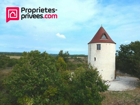 Barguelonne-en-Quercy (46800), entre Montcuq (10 km) et Cahors (15 km), unique et atypique, ancien moulin à vent précieusement reconstruit avec des matériaux nobles par des artisans compagnons guidés par un passionné de l'histoire de l'architecture d...