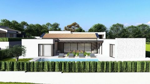 Villa en construction à Žminj ! La superficie totale est de 173 m². Le terrain est de 800 m². La villa sera achevée en 2024. La disposition de cette villa avec piscine est la suivante : La cuisine, le salon et la salle à manger sont conçus avec un co...