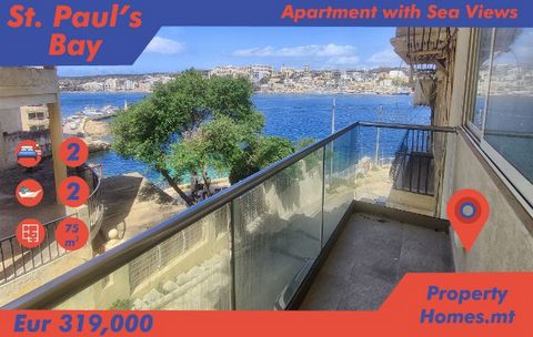 This stunning 2 bedroom apartment in St. Paul's Bay boasts incredible side sea views and is situated in a highly desirable area. Inside you'll find a bright and spacious living area with large windows framing the picturesque Mediterranean landscape. ...