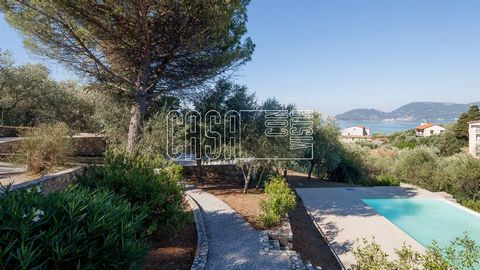 DESCRIPTION Beautiful partment in a newly built villa, surrounded by olive trees, with swimming pool and large solarium, located on the very first hill of Lerici. Through few comfortable external stairs you reach the apartment with a large living roo...
