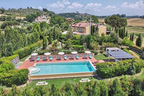 Situated in a quiet country lane in the Palaia area between Florence, Pisa, Lucca, with stunning views over the Tuscan landscape, this large family farmhouse beautifully preserved renovated in 2014 has a master villa and an annexe, equipped with 10 b...