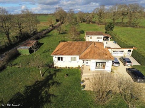 Four-bedroom house built in 1980 in a village near Lizant and Charroux. The house is in very good condition and offers many advantages, including a large garden planted with fruit trees, a lovely covered terrace, a large garage (currently used as a s...