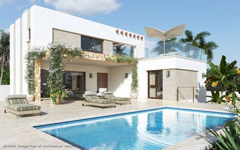 Villas for sale in Ciudad Quesada, Costa Blanca Homes with a modern style architecture, you can enjoy this magnificent villa with large outdoor areas. Composed of a living-dining room with an open kitchen, 3 bedrooms and 3 bathrooms, distributed over...