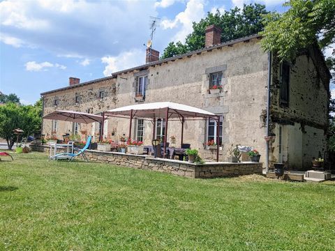 We are delighted to offer for sale this beautifully renovated stone farmhouse in a small hamlet just 10 minutes from Bellac. This property offers the principal farmhouse with a large lounge with bar, dining room and kitchen on the ground floor and 2/...