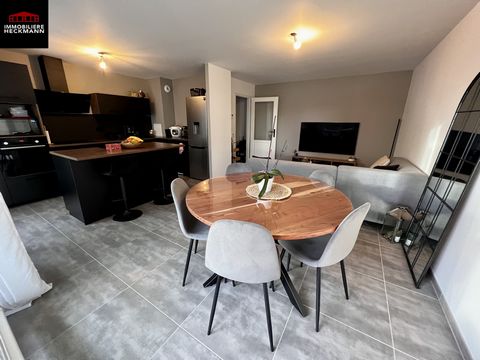 L'immobilière Heckmann offers you this superb 3-room apartment located in Sand. The building was built in 2007 and the apartment was completely renovated in 2022! The apartment consists of a large living room kitchen of 30m2 giving access to a covere...