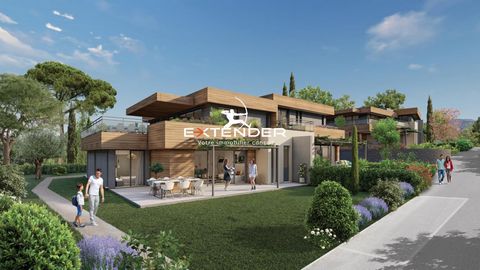 EXTENDER IMMOBILIER presents a new real estate program in Saint-Paul de Vence, the Domaine Dolce Villas. On a planted and secure plot of 2567m2 will be built a detached villa of 113m2 with its private garden of 1,000m2, four single-storey villas semi...