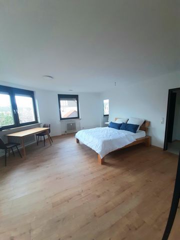 The bright and friendly apartment is furnished and fully equipt with a modern kitchen with a fridge, two hot plates, an Oven, a Coffee Maschine. In the Appartment you can relax there is a double bed, TV, large closet, table with four chairs. Bobingen...
