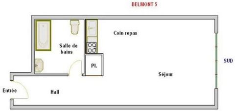 Ce charmant studio, situé au premier étage de la résidence Belmont, est un refuge idéal pour 2 voyageurs. Il offre un coin salon confortable avec un canapé lit de 130 cm, une télévision à écran plat et un coin repas. La fenêtre orientée sud offre une...