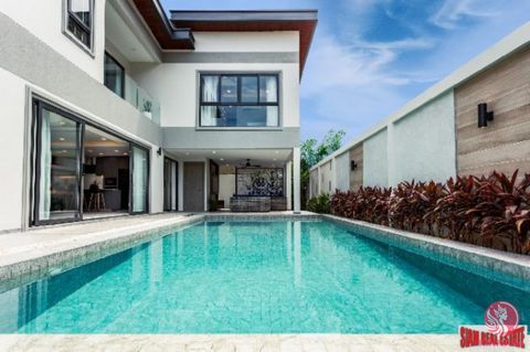 Serenity Jomtien Villas Located in the heart of Jomtien is this new high-end villa project. A total of 27 exclusive private pool villas make up the project, 15 of which have three bedrooms and four bathrooms and 12 of which have four bedrooms and fiv...