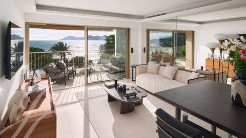 This flat of 66 sq.m is located on the 5th floor of a prestigious residence on the Croisette. Panoramic view of the sea and the bay of Cannes. The flat is composed of a living room with kitchen, two bedrooms en suite and a terrace of 10 sq.m. Cellar ...