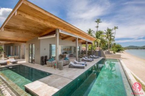 This palatial and exquisite Koh Samui villa for sale is tucked away on the tranquil south coast of Samui, away from hustle and bustle of tourist life and right on a secluded and beautiful beach. The stunning modern property is set on 1180 sqm of wall...