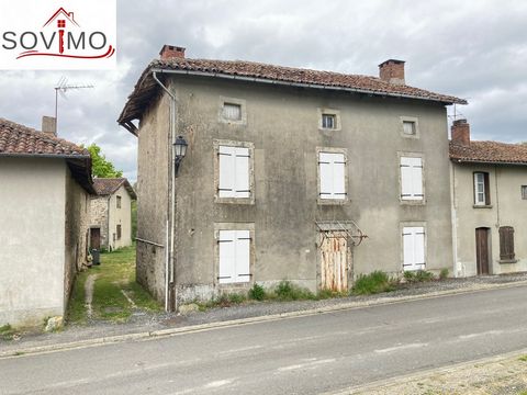 REF. 34405: 28 000 euros H.A.I, BRIGUEUIL (16), in a pretty village with first shops, house to renovate entirely, 99 m2 approx. usable composed on the ground floor: entrance, kitchen (fireplace), living room (fireplace), on the 1st floor: landing, 2 ...