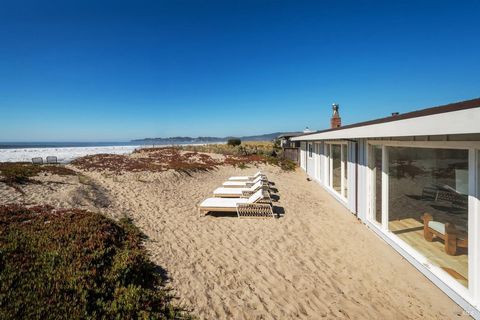 CA chic! This mid-century, one level, casually-elegant, oceanfront home is on an oversized lot in the prestigious gated community of Seadrift in Stinson Beach. It has a smart indoor/outdoor flow with communal and private spaces for you and your guest...