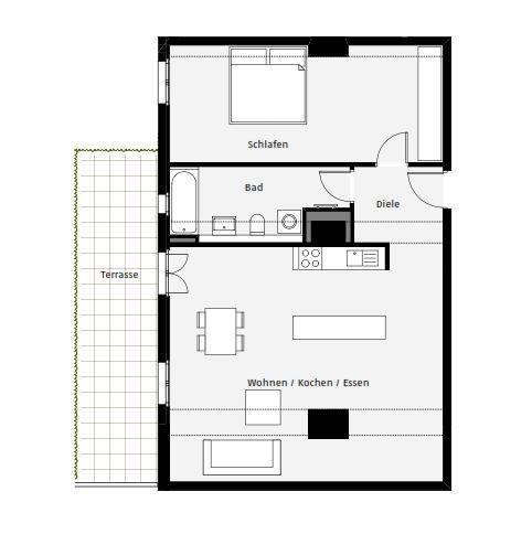 Address: Berlin, Steglitzer Damm, 24 Property description This modern light-flooded 2 room apartment features an ample living room with an open kitchen, a separate bedroom and a stylish bathroom with a bathtub. In addition, on sunny days you can make...
