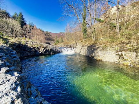 Located in a green setting. Within the Monts d'Ardèche regional natural park. 15 minutes from the Ray-pic waterfall. Superb stone real estate, located on 1 hectare of adjoining land, private beach. Including: 1 T3 apartment. Oriented side: SOUTH. Liv...