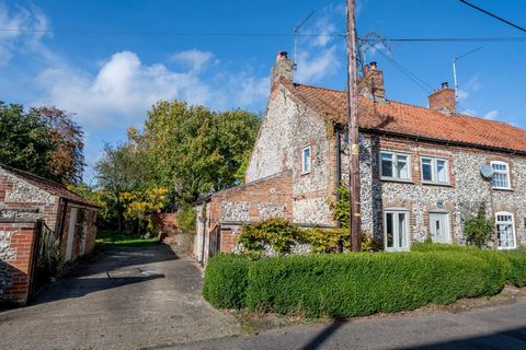 In highly sought-after East Rudham, this wonderful brick and flint end of terrace period cottage offers a good-sized landscaped garden and off-street parking for two vehicles within a gated driveway. The property has been renovated in recent years wi...