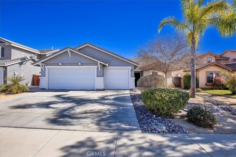 Beautiful single story pool home in French Valley. This home features 2,123 SF, 4 bedrooms, and 2.5 baths. Kitchen with solid counter tops, stainless steel sink, Refrigerator, and plenty of cabinets. Family room with a cozy fireplace. Formal living a...