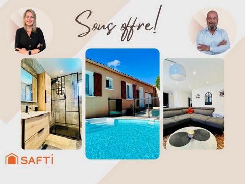 Maison T4 en 3 faces, 3 chambres, garage, piscine et jardin.