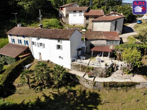 House T5 in SENTENAC DE SEROU Very charming bright house with four bedrooms, a beautiful terrace overlooking the valley, an equipped kitchen, an open fireplace. Closed garage + parking space. Fees including VAT charged to the seller AGENCE PYRENEES I...