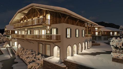 Works on progress ! Charming apartment located on the first floor with a west facing balcony (12m2) in a new residence in the heart of the village of Praz-sur-Arly. Living space of 60 m2 - 2 bedrooms, 2 bathrooms, toilets, living room / open plan kit...