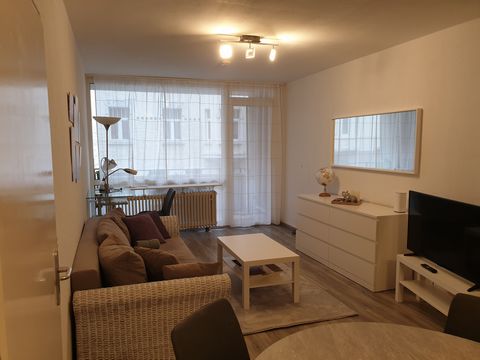 This modern and friendly furnished apartment on the 1st floor is located in the center of Aachen. The apartment consists of a living-dining room with kitchen and balcony and a bedroom with a double bed. The large sofa in the living room can sleep a 3...