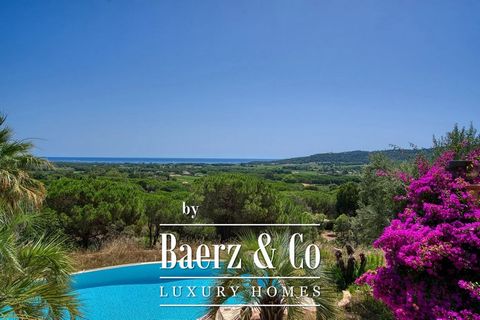 Located on the hills of Ramatuelle and close to Pampelonne beach Provençal type villa with panoramic sea view. This property is made up of 1 hectare of land with pine forest and a Villa of 330 m2 of living space plus outbuildings. Decorated with tast...
