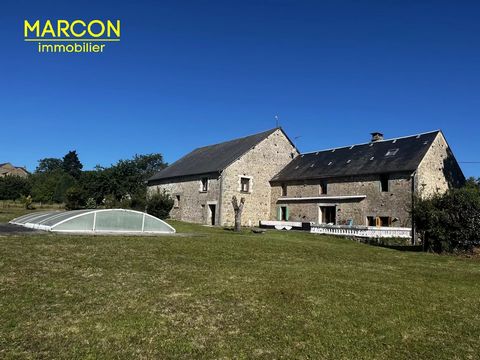 MARCON IMMOBILIER - CREUSE EN LIMOUSIN - REF 88093 - CHAMBORAND AREA - Marcon Immobilier exclusively offers you this charming stone property, located in a quiet hamlet, 20 minutes from La Souterraine and all amenities. The house is composed on the gr...